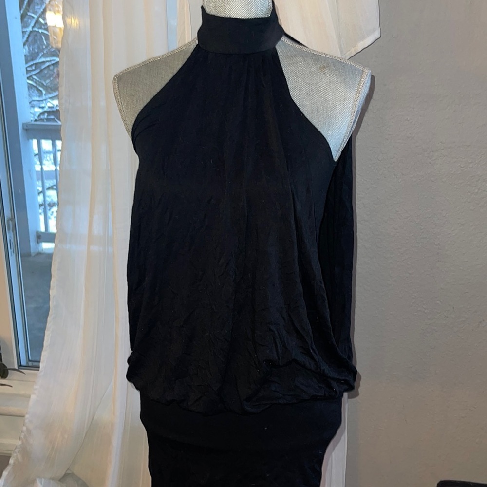 Y2K Front and back drape black tank top